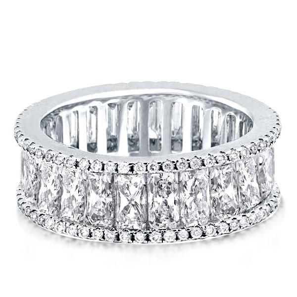 Eternity Radiant & Round Wedding Band 925 Sterling Silver